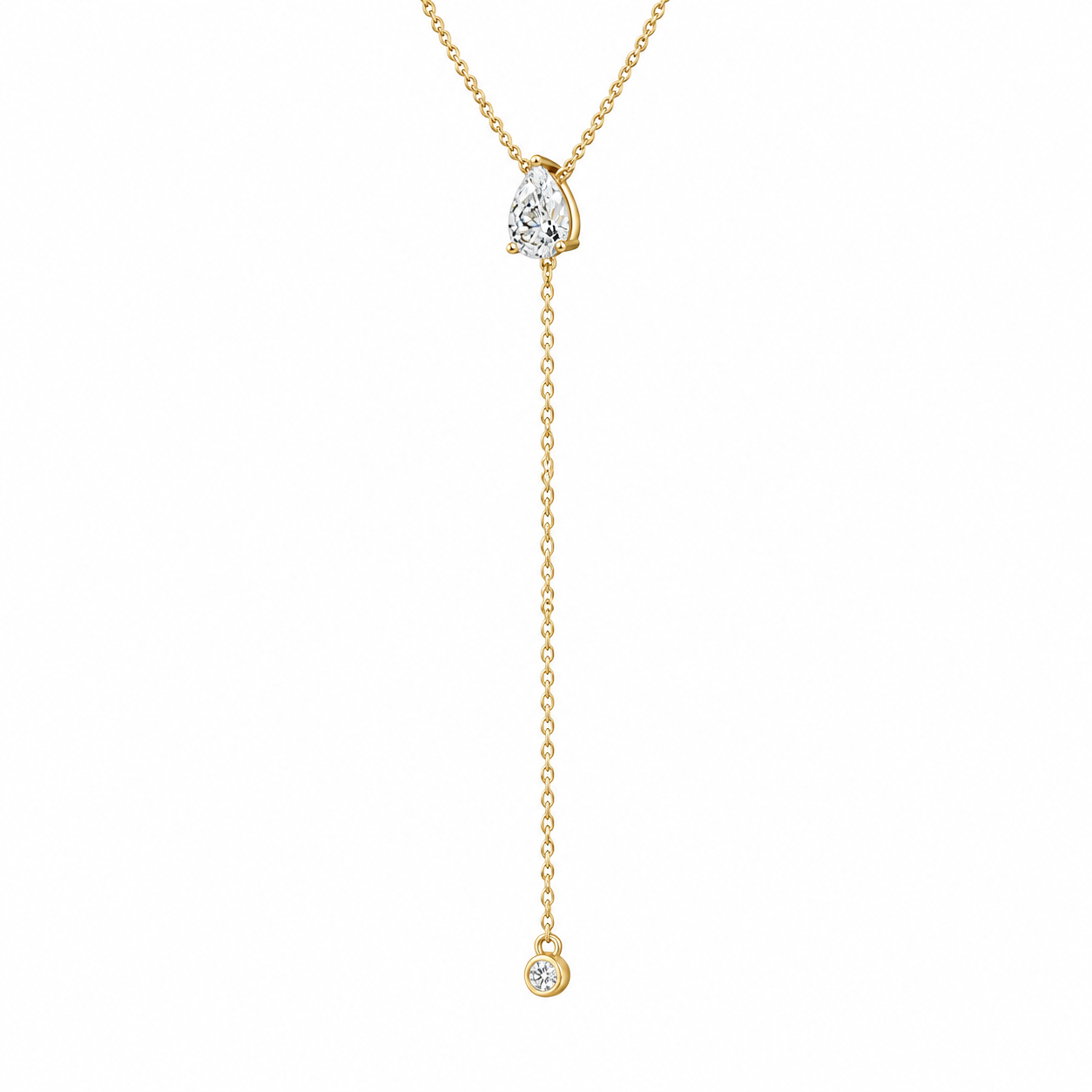 Pear cut lab diamond drop necklace - view 4