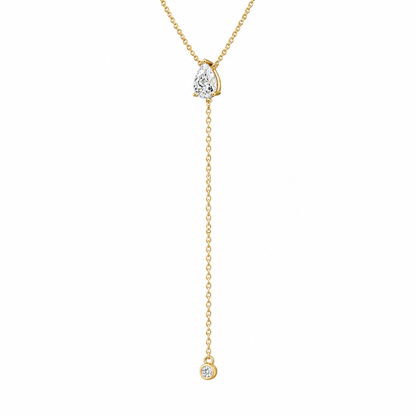 Pear cut lab diamond drop necklace - view 4