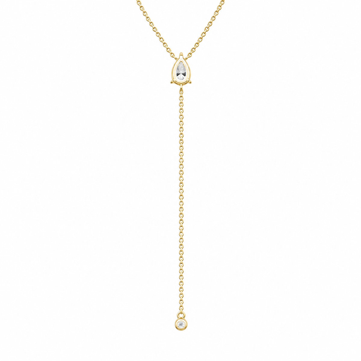 Pear cut lab diamond drop necklace - view 5