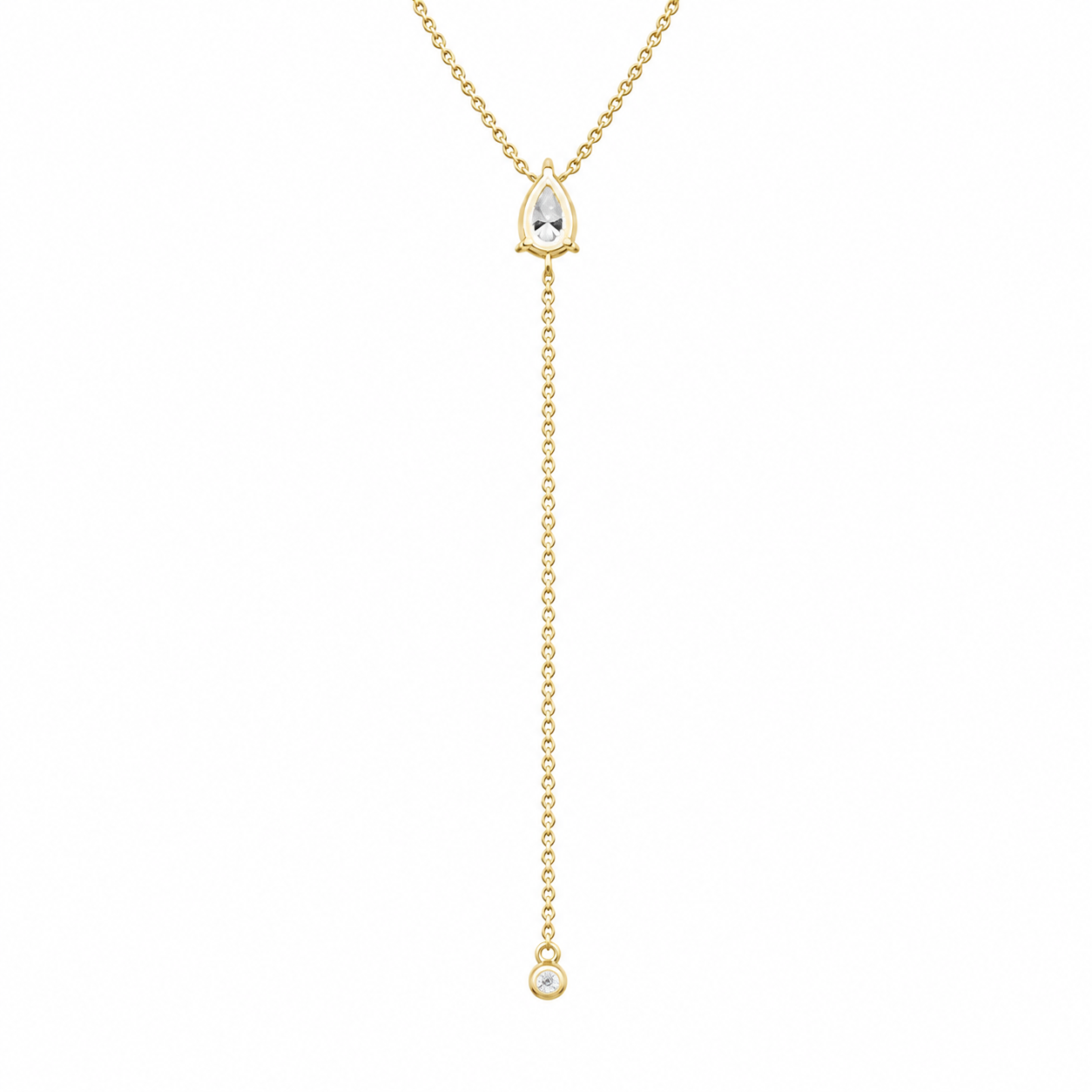 Pear cut lab diamond drop necklace - view 5