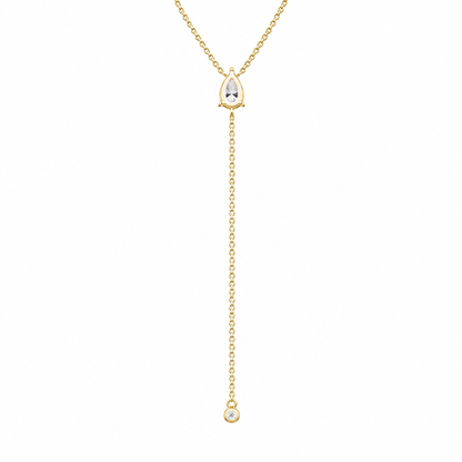 Pear cut lab diamond drop necklace - view 5