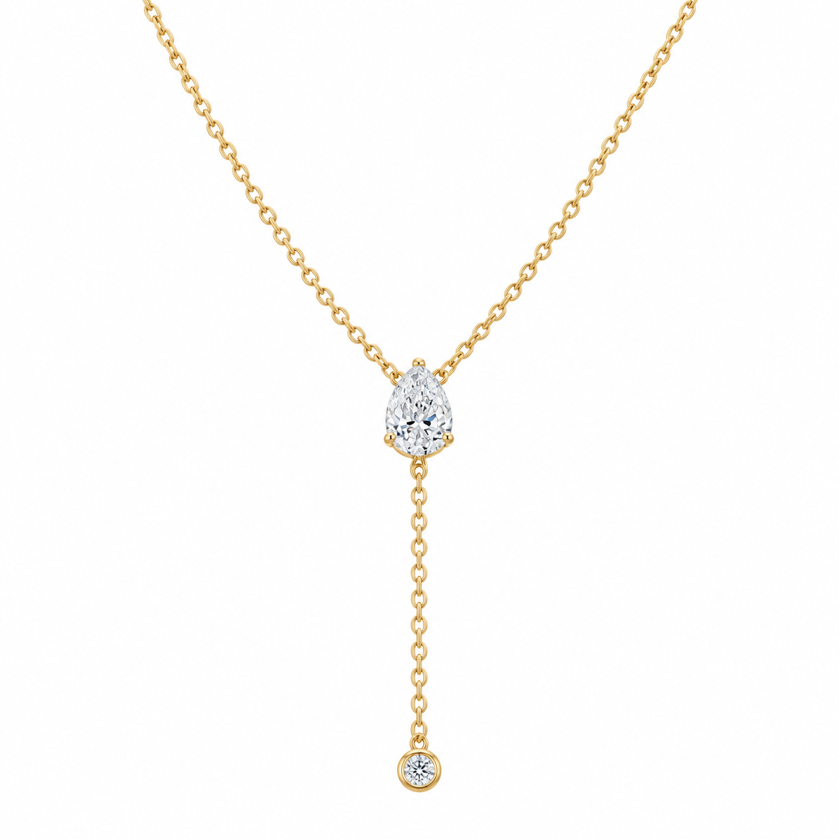 Pear cut lab diamond drop necklace - view 6