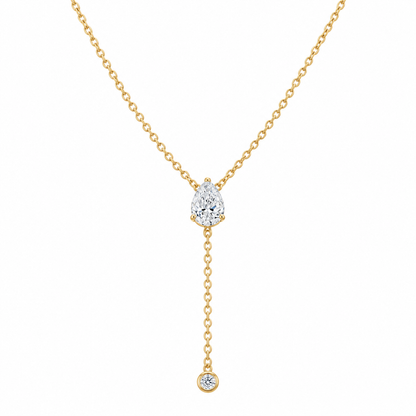 Pear cut lab diamond drop necklace - view 6