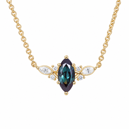 Marquise alexandrite botanical necklace - view 1
