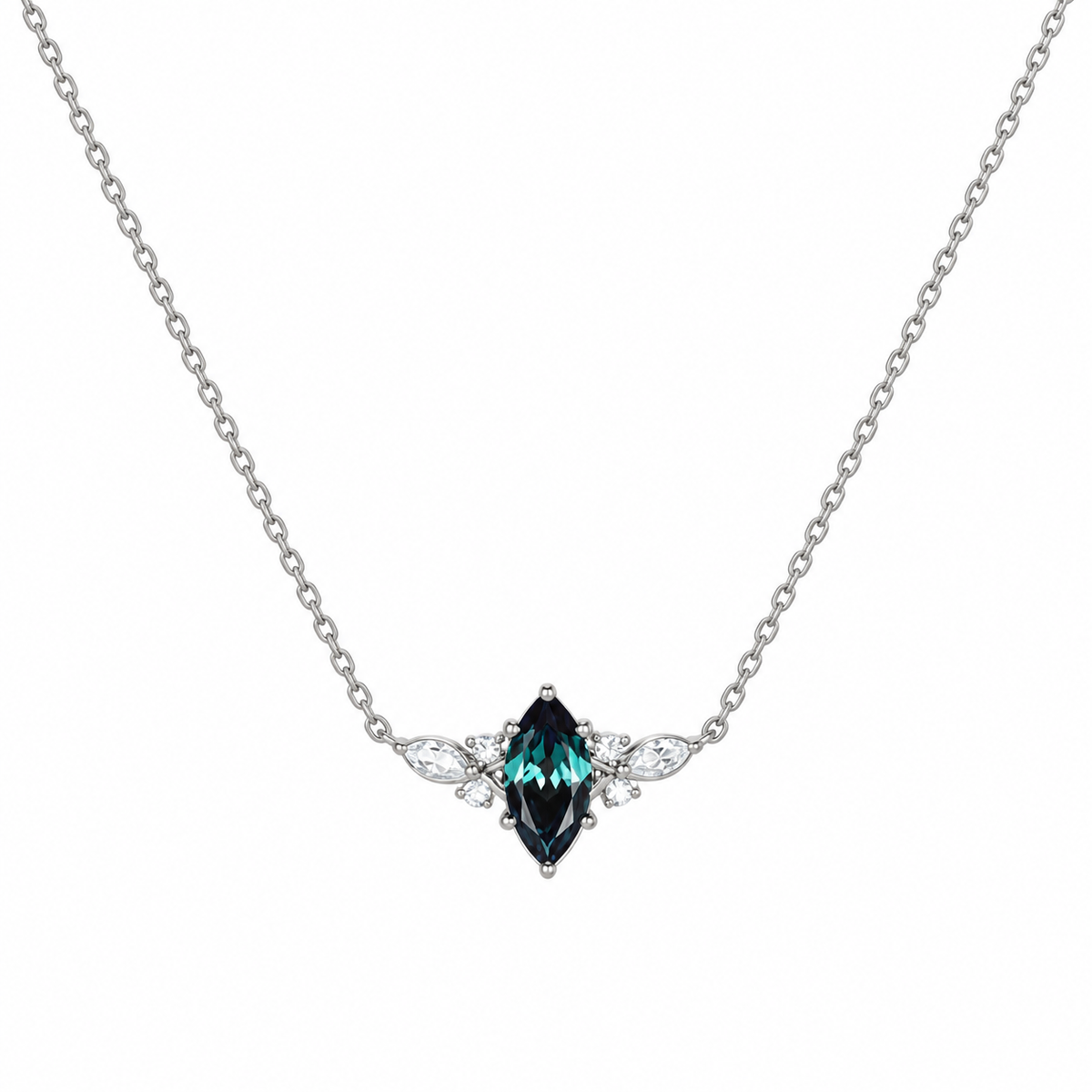 Marquise alexandrite botanical necklace - view 2