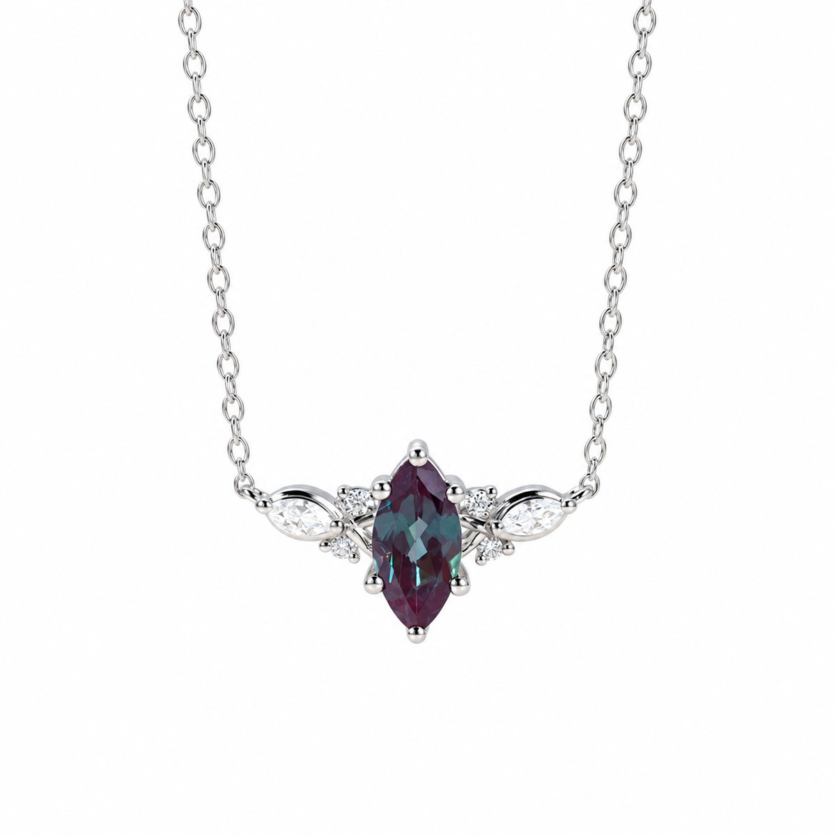 Marquise alexandrite botanical necklace - view 3