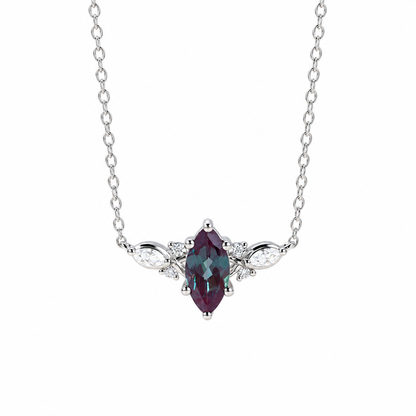Marquise alexandrite botanical necklace - view 3