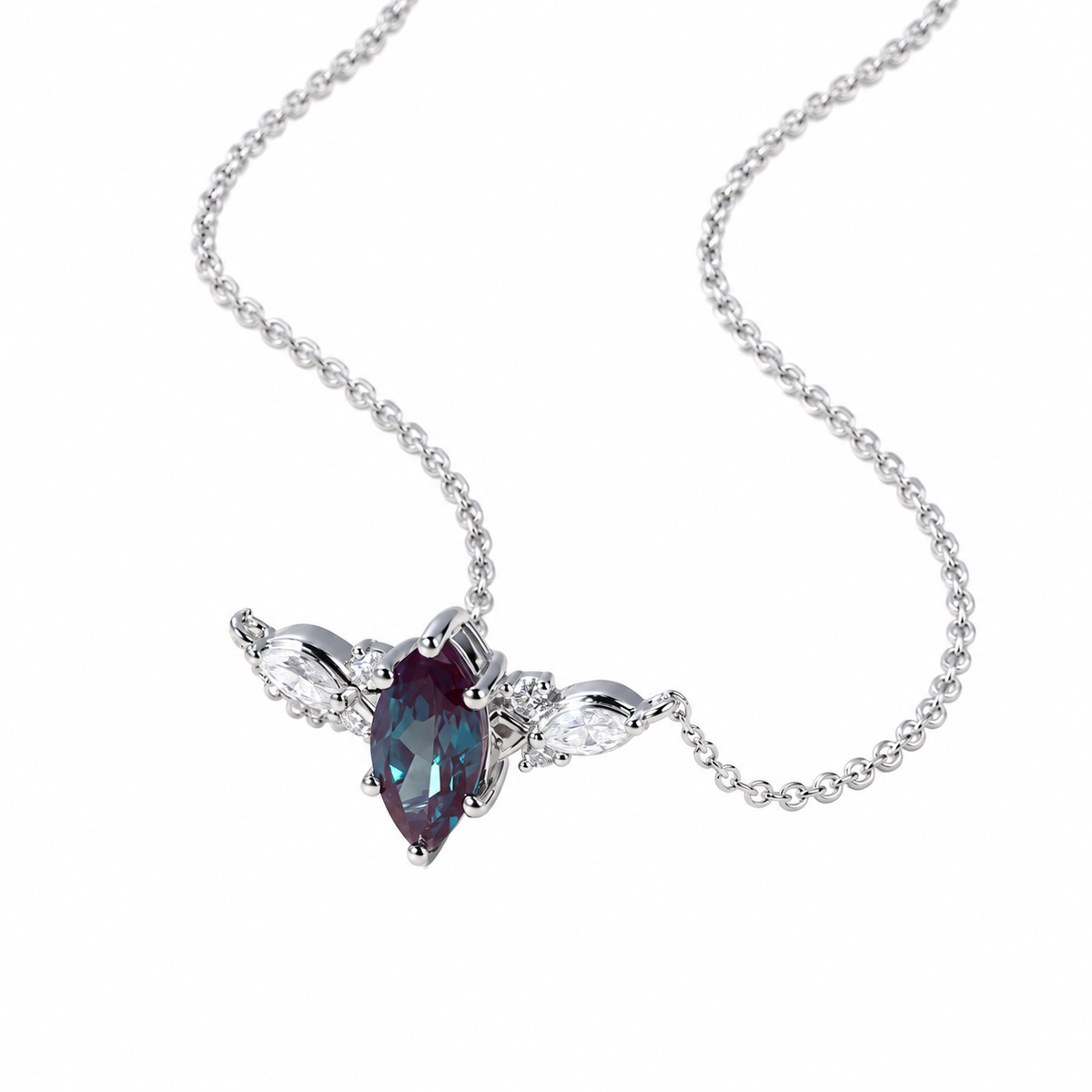 Marquise alexandrite botanical necklace - view 4