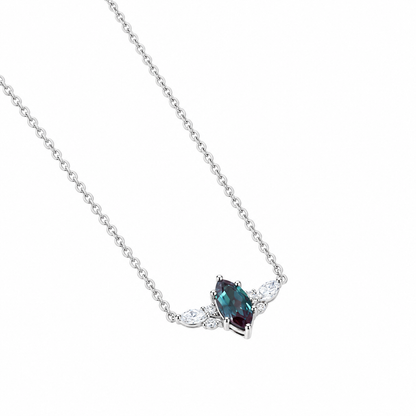 Marquise alexandrite botanical necklace - view 5