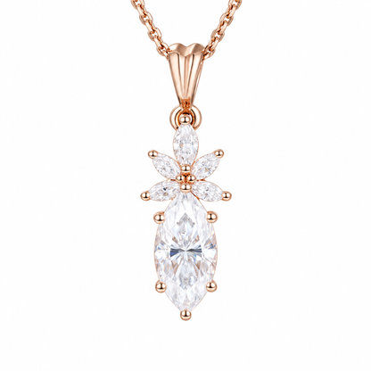 Marquise moissanite cluster pendant necklace - view 1