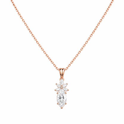 Marquise moissanite cluster pendant necklace - view 2