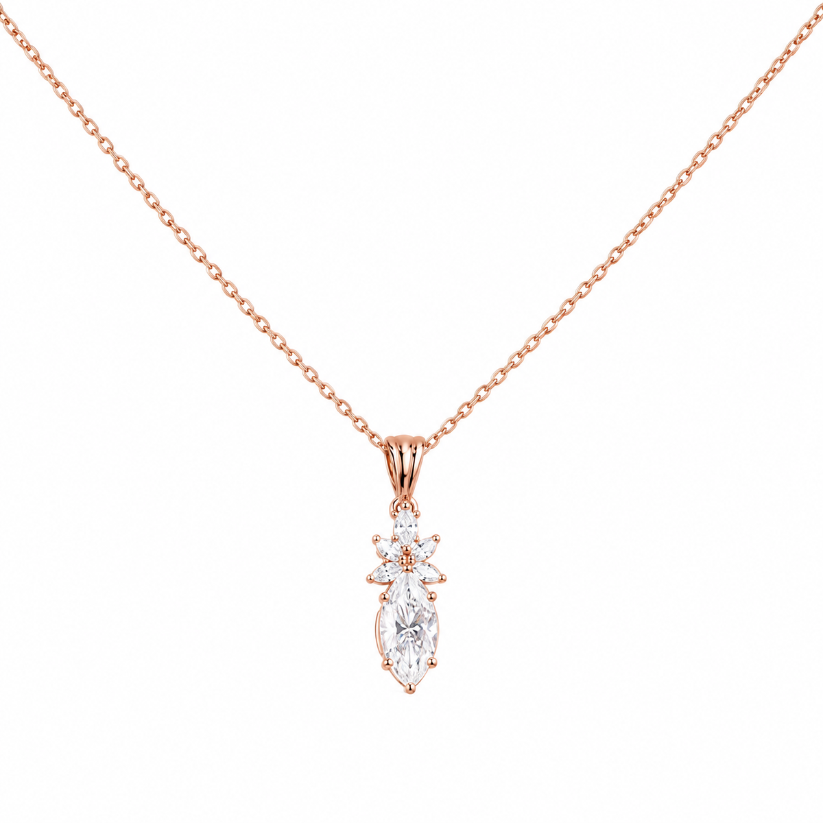 Marquise moissanite cluster pendant necklace - view 3