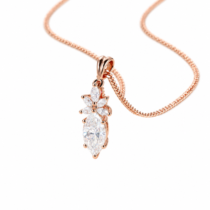 Marquise moissanite cluster pendant necklace - view 5