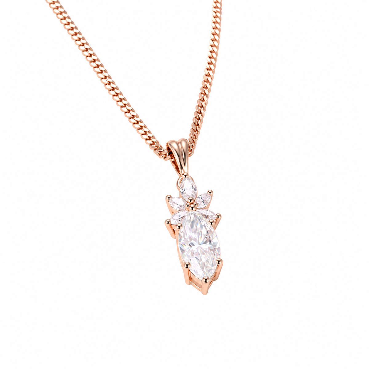 Marquise moissanite cluster pendant necklace - view 6