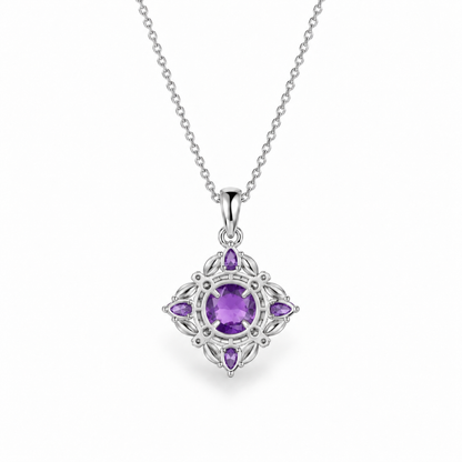 05 amethyst snowdrift sterling silver necklace back view on white
