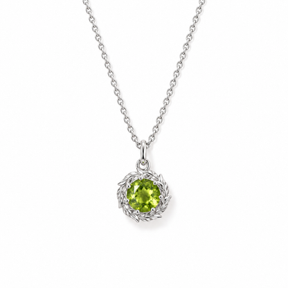 06 peridot botanical sterling silver necklace front view on white