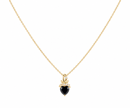 Whispervow 1.2ct Natural Black Onyx Heart Pendant Necklace Twisted Vine Leaves Nature-Inspired Jewelry Gothic Dark product view 2 of 4