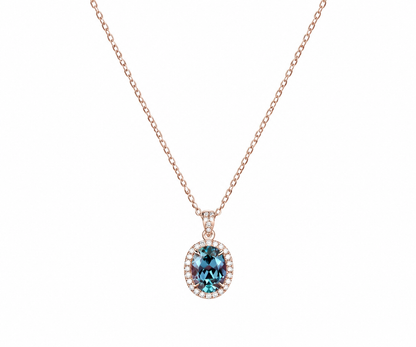 Whispervow 2ct oval cut alexandrite necklace vintage unique halo diamond necklace pendant women June birthstone product view 3 of 3