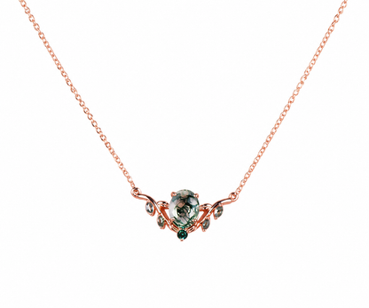 Whispervow 2ct oval cut natural moss agate necklace leaf nature inspired emerald necklace women gift product view 3 of 4