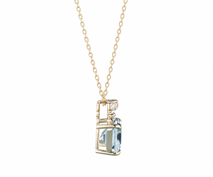 Whispervow 3ct Natural Aquamarine Emerald Cut Pendant Necklace Perfume Bottle Milgrain Design East West Light product view 3 of 4