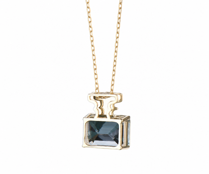 Whispervow 3ct Natural Aquamarine Emerald Cut Pendant Necklace Perfume Bottle Milgrain Design East West Light product view 4 of 4