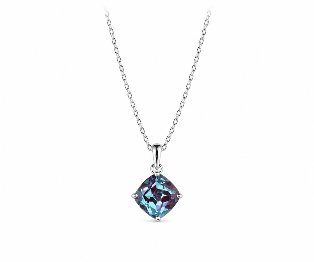 Whispervow Silver Cushion Cut Alexandrite Necklace product view 2 of 4