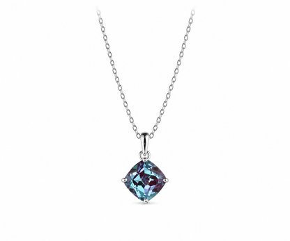 Whispervow Silver Cushion Cut Alexandrite Necklace product view 2 of 4