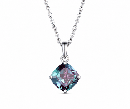 Whispervow Silver Cushion Cut Alexandrite Necklace product view 3 of 4