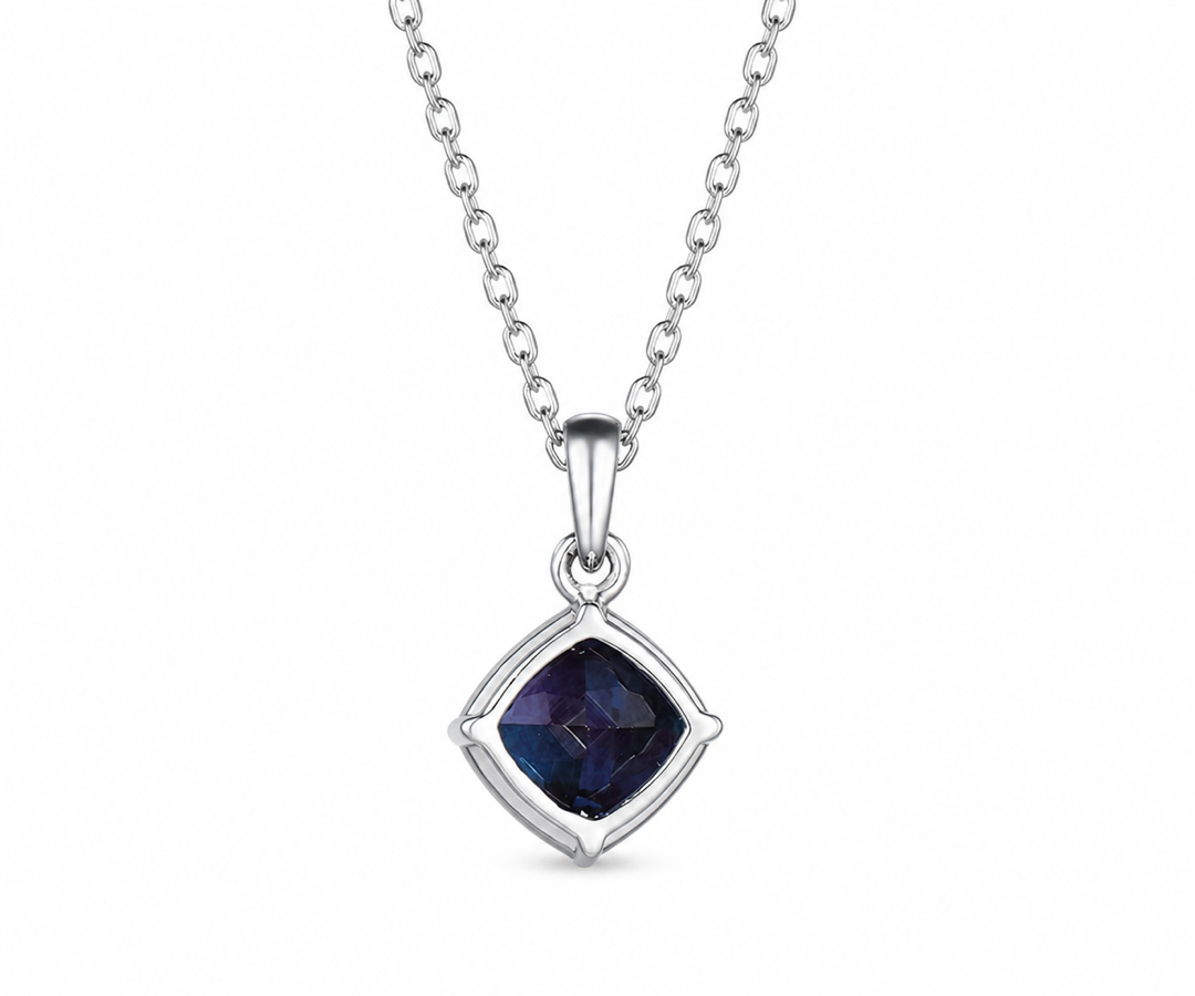 Whispervow Silver Cushion Cut Alexandrite Necklace product view 4 of 4