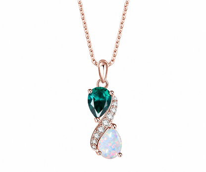 Whispervow Silver Pear OpaL Emerald Necklace product view 1 of 4