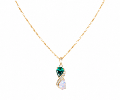 Whispervow Silver Pear OpaL Emerald Necklace product view 4 of 4