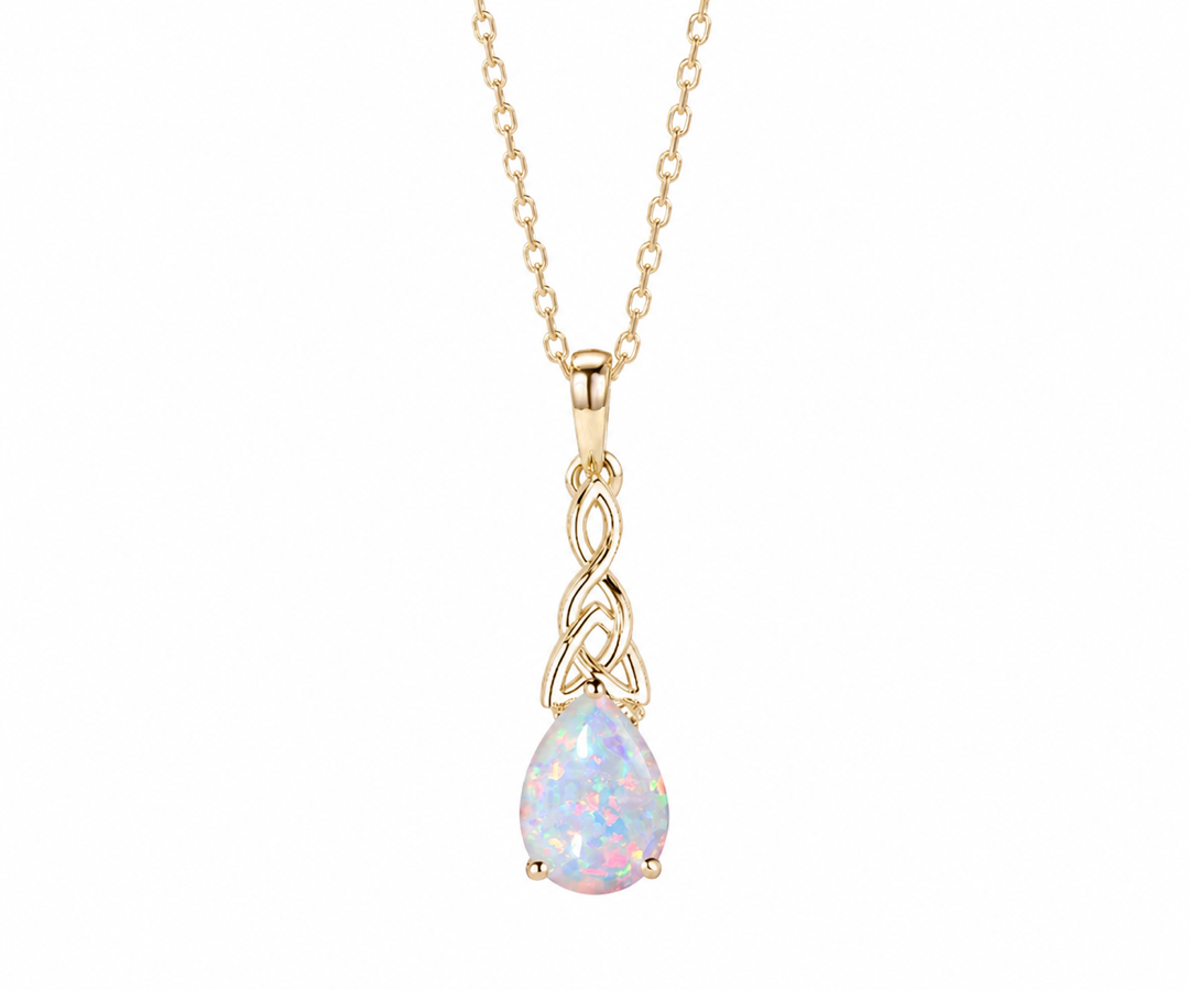 Whispervow 5x7mm Teardrop White Opal Pendant Necklace Vintage Unique Fire Opal Pendant Norse Viking Opal product view 1 of 4