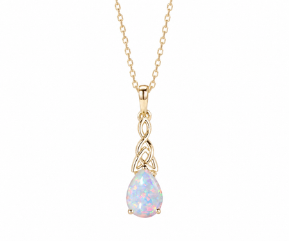 Whispervow 5x7mm Teardrop White Opal Pendant Necklace Vintage Unique Fire Opal Pendant Norse Viking Opal product view 1 of 4