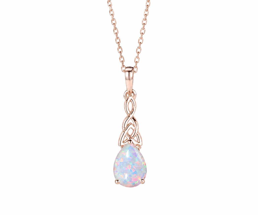Whispervow 5x7mm Teardrop White Opal Pendant Necklace Vintage Unique Fire Opal Pendant Norse Viking Opal product view 2 of 4