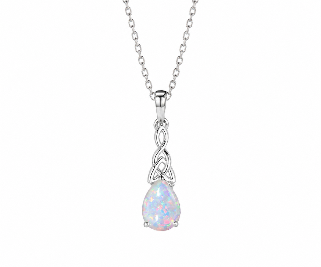 Whispervow 5x7mm Teardrop White Opal Pendant Necklace Vintage Unique Fire Opal Pendant Norse Viking Opal product view 3 of 4