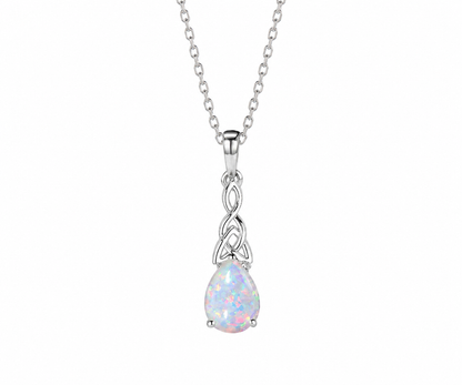 Whispervow 5x7mm Teardrop White Opal Pendant Necklace Vintage Unique Fire Opal Pendant Norse Viking Opal product view 3 of 4