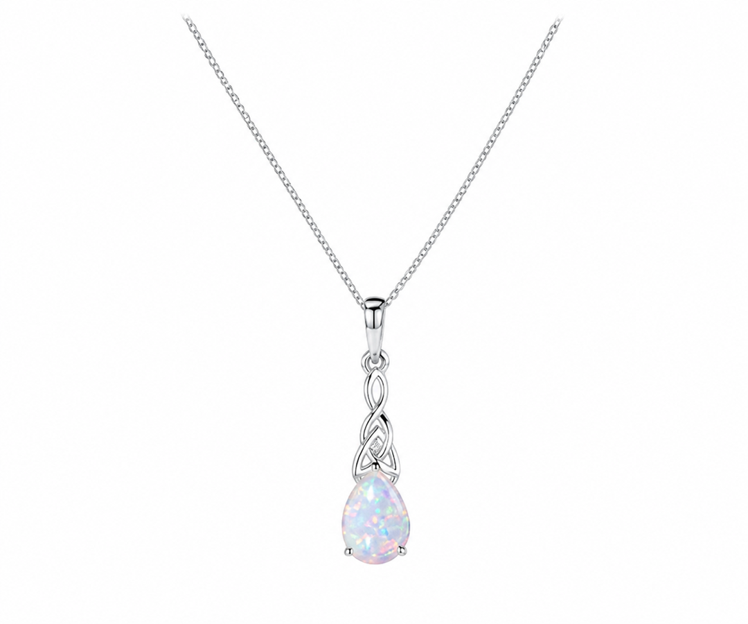 Whispervow 5x7mm Teardrop White Opal Pendant Necklace Vintage Unique Fire Opal Pendant Norse Viking Opal product view 4 of 4