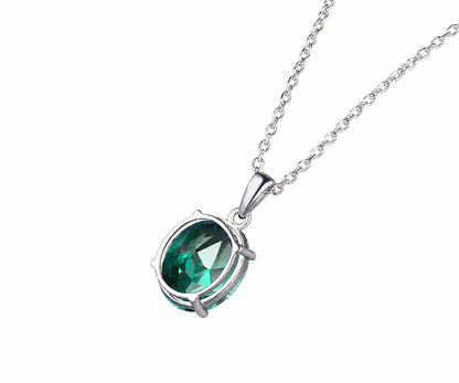Whispervow 8ct-10x12mm Oval Cut Emerald Necklace Delicate May Birthstone Emerald Solitaire Pendant Dainty 925 Sterling product view 4 of 4