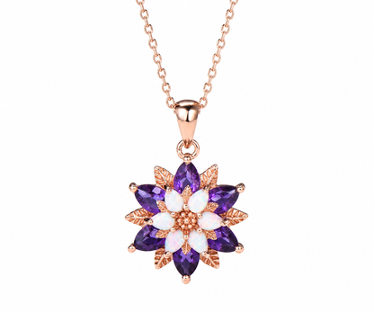 Whispervow Amethyst Opal Sunflower Necklace Floral Pendant 16-18 Inch Chain product view 1 of 4