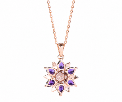 Whispervow Amethyst Opal Sunflower Necklace Floral Pendant 16-18 Inch Chain product view 3 of 4