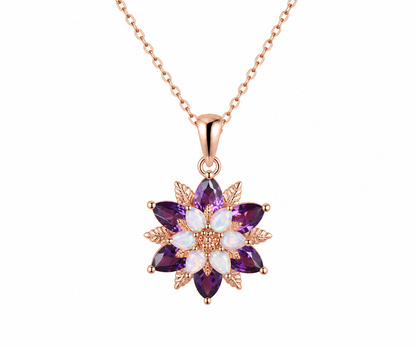 Whispervow Amethyst Opal Sunflower Necklace Floral Pendant 16-18 Inch Chain product view 4 of 4