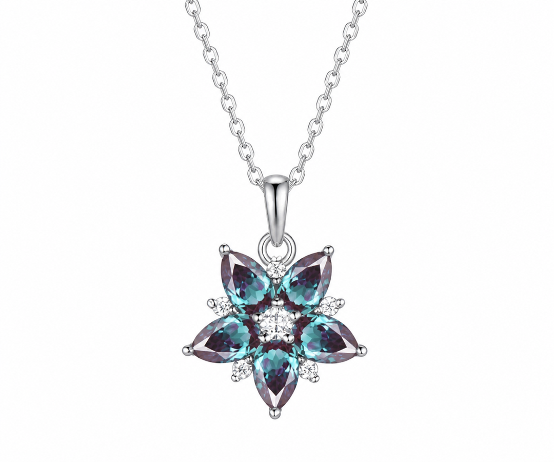Whispervow Art Deco Pear Cut June Birthstone Alexandrite Necklace Delicate Moissanite Halo Pendant Dainty Star product view 1 of 4