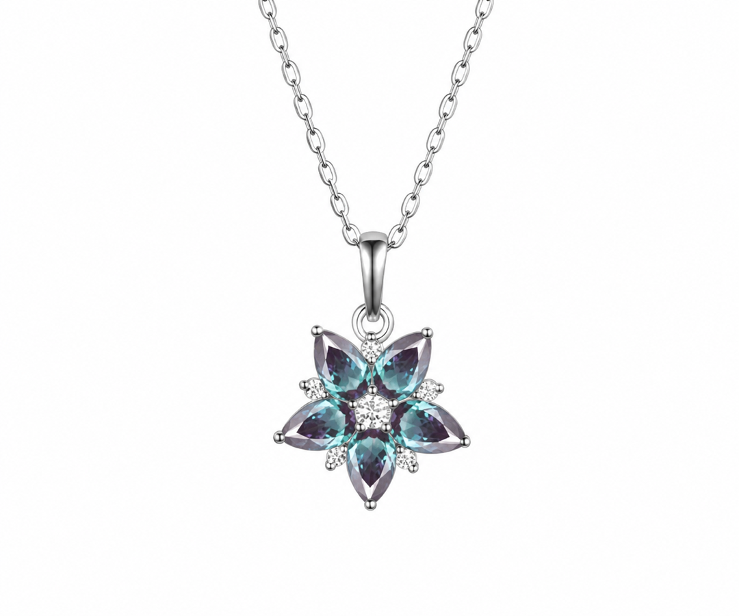Whispervow Art Deco Pear Cut June Birthstone Alexandrite Necklace Delicate Moissanite Halo Pendant Dainty Star product view 4 of 4