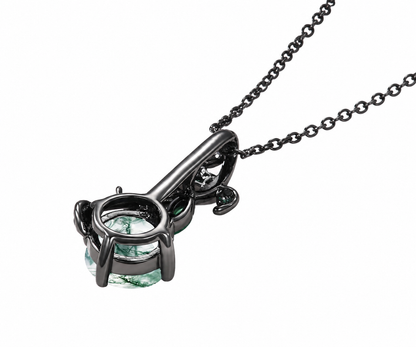 Whispervow Black Twig Vine Moss Agate Necklace 7mm Round Green Agate Emerald Branch Pendant product view 3 of 4