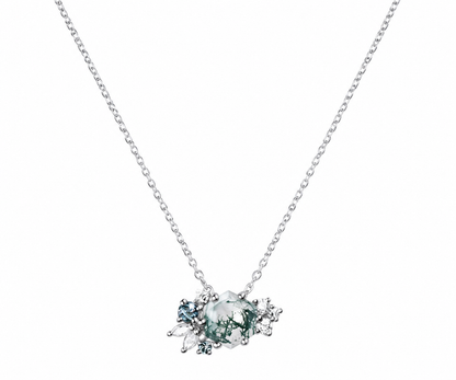 Whispervow Hexagon cut green moss agate necklace women vintage unique art deco cluster alexandrite diamond product view 4 of 4
