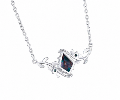 Whispervow Kite cut alexandrite necklace vintage twisted leaf nature inspired three stone unique pendant women product view 4 of 4