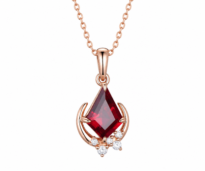Whispervow Kite cut red ruby necklace unique moon necklace cluster diamond Pendant women gemstone mother product view 2 of 4
