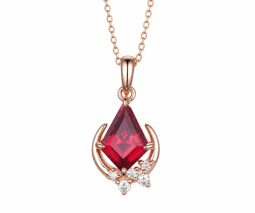 Whispervow Kite cut red ruby necklace unique moon necklace cluster diamond Pendant women gemstone mother product view 3 of 4