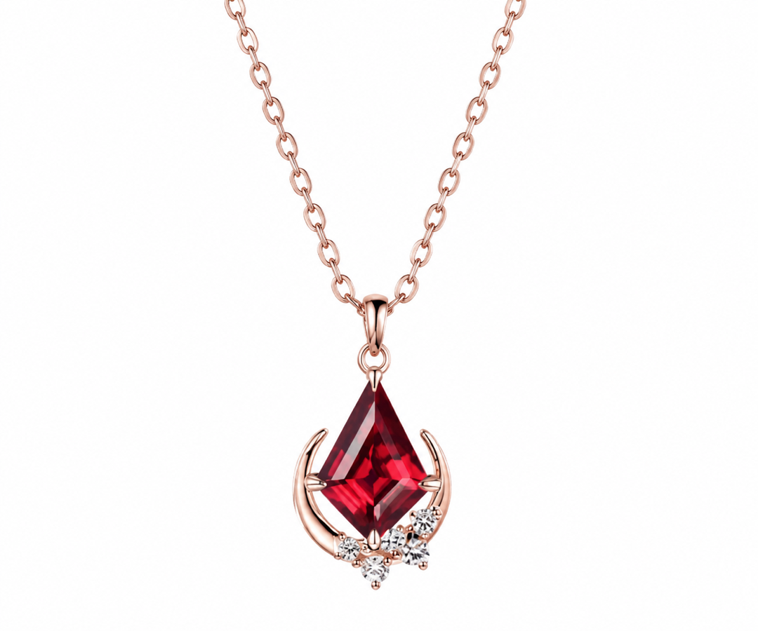 Whispervow Kite cut red ruby necklace unique moon necklace cluster diamond Pendant women gemstone mother product view 4 of 4