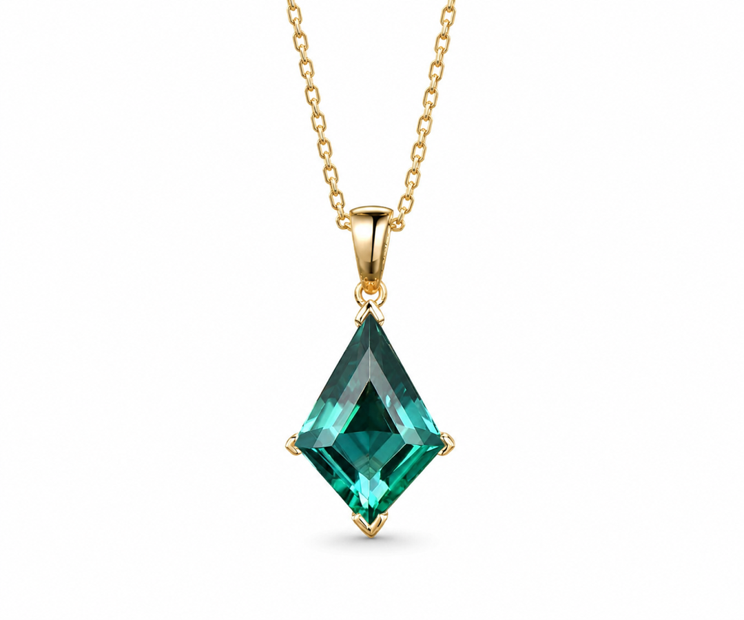 Whispervow Kite green emerald necklace vintage unique pendant women her gemstone anniversary bridal gift mother product view 1 of 4